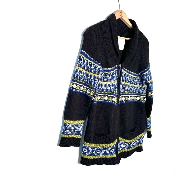 Anthropologie Sparrow Fairisle Front Zip Cardigan Sweater Size Large - Picture 4 of 10